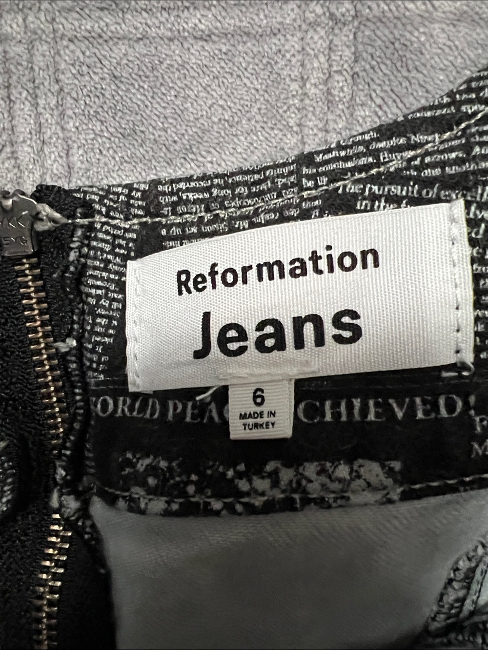 Reformation Davies bustier denim mini dress newspaper print size 6 - Picture 6 of 7